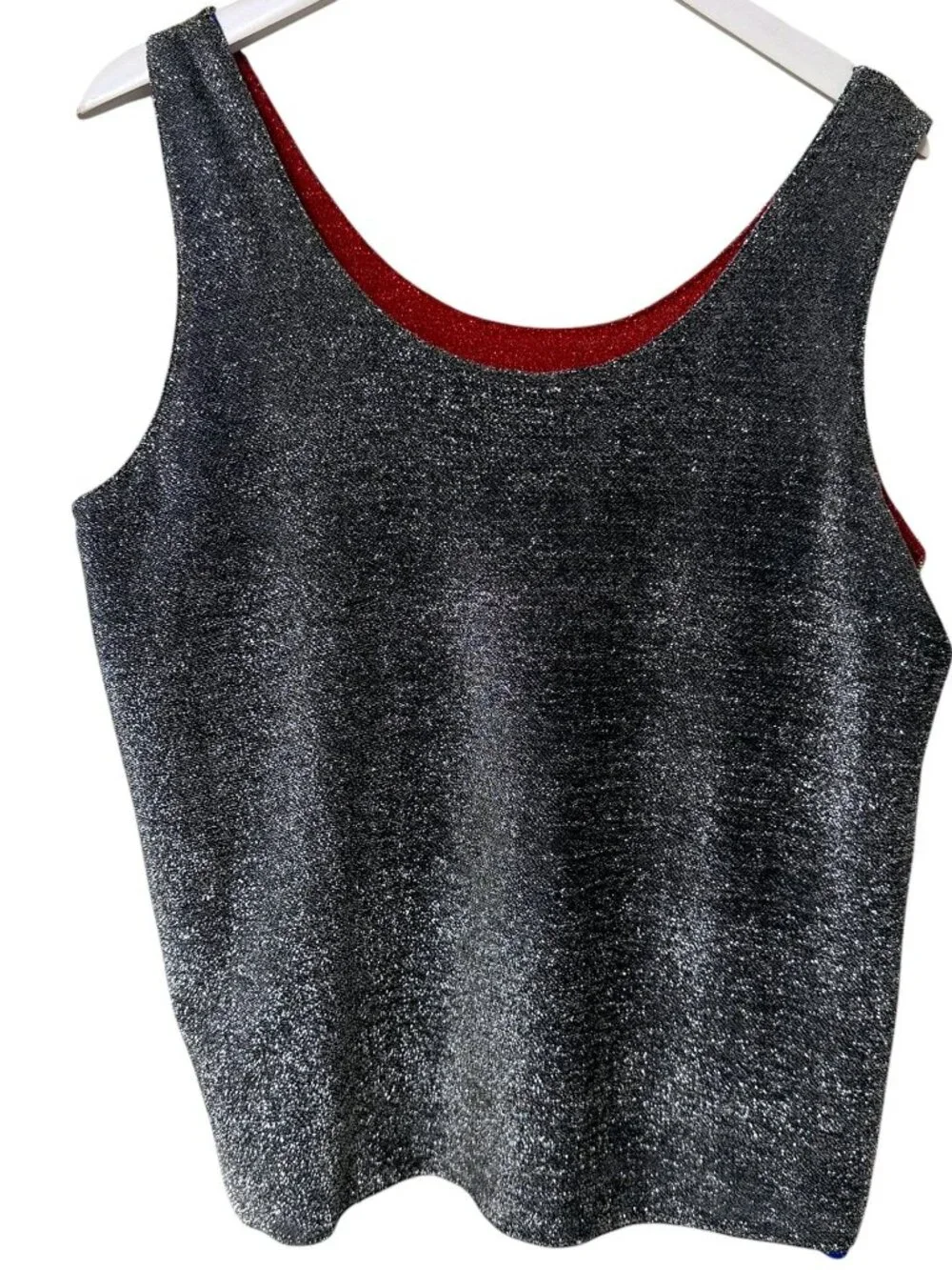 Cervelle Vintage Reversible Tank Top Large Metallic 4-Colors Harlequin Sparkle